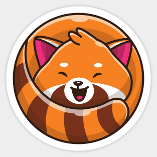 Cute Happy Red Panda Cartoon Sticker